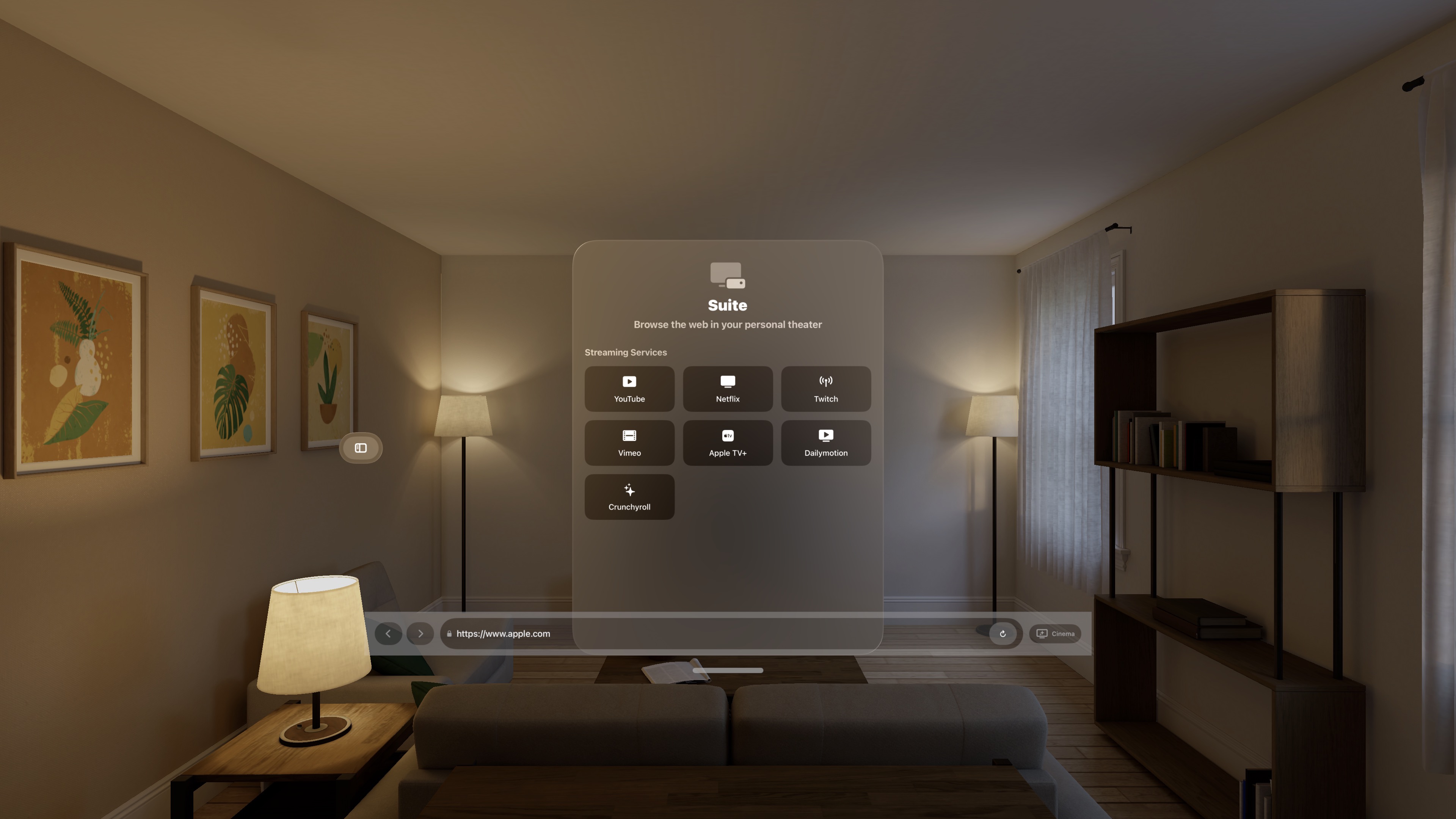 Suite Browserbrowsing the web on Vision Pro